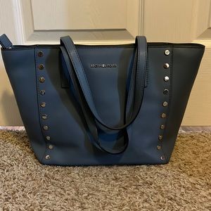 MICHAEL Michael Kors Rivington Stud Medium Tote Bag Purse slate blue